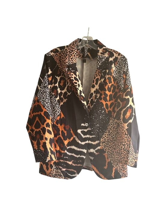 Unknown Tops - Animal Print Size XXL Multi-Color Leopard Zebra Patchwork Design